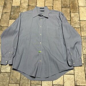 Lands' End Men's Blue and White Button Up Shirt 16 1/2